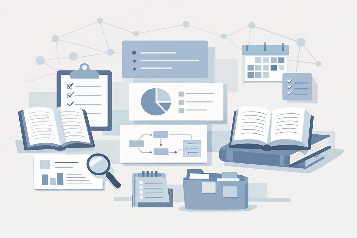 Illustration showing artificial intelligence supporting research and study