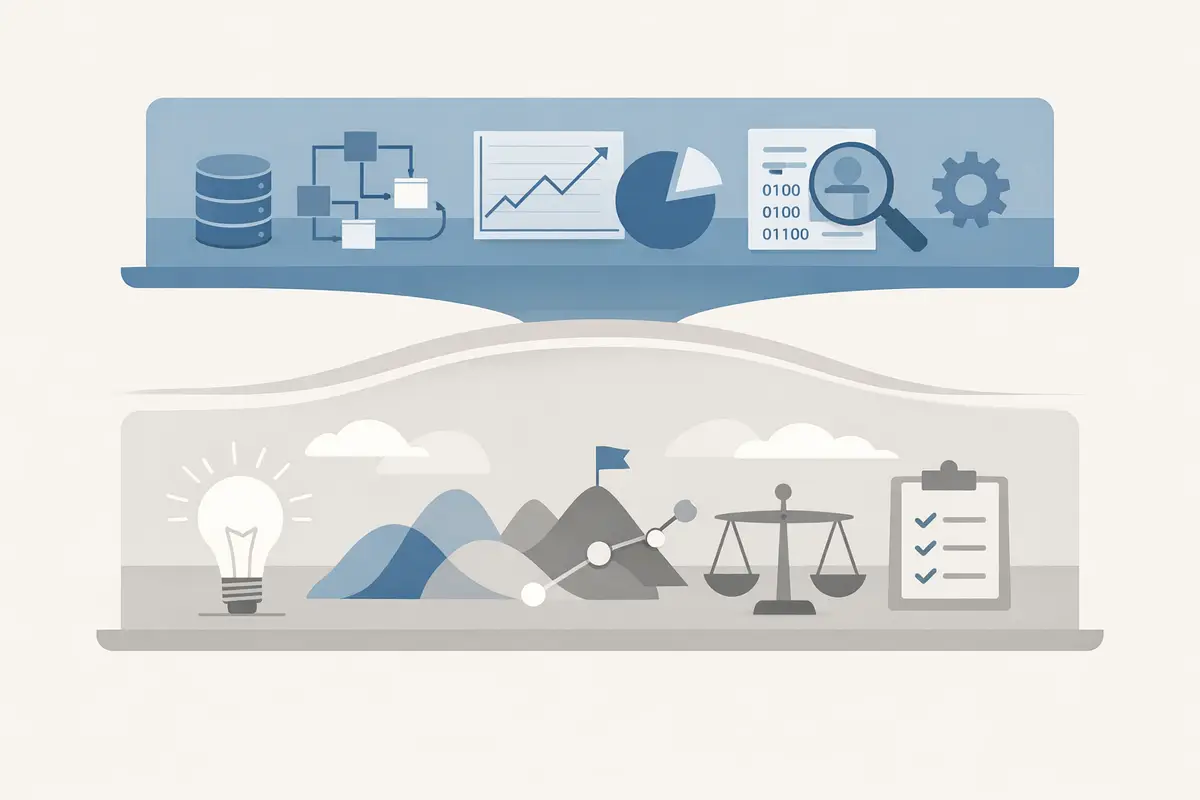 Illustration showing collaboration between artificial intelligence and humans