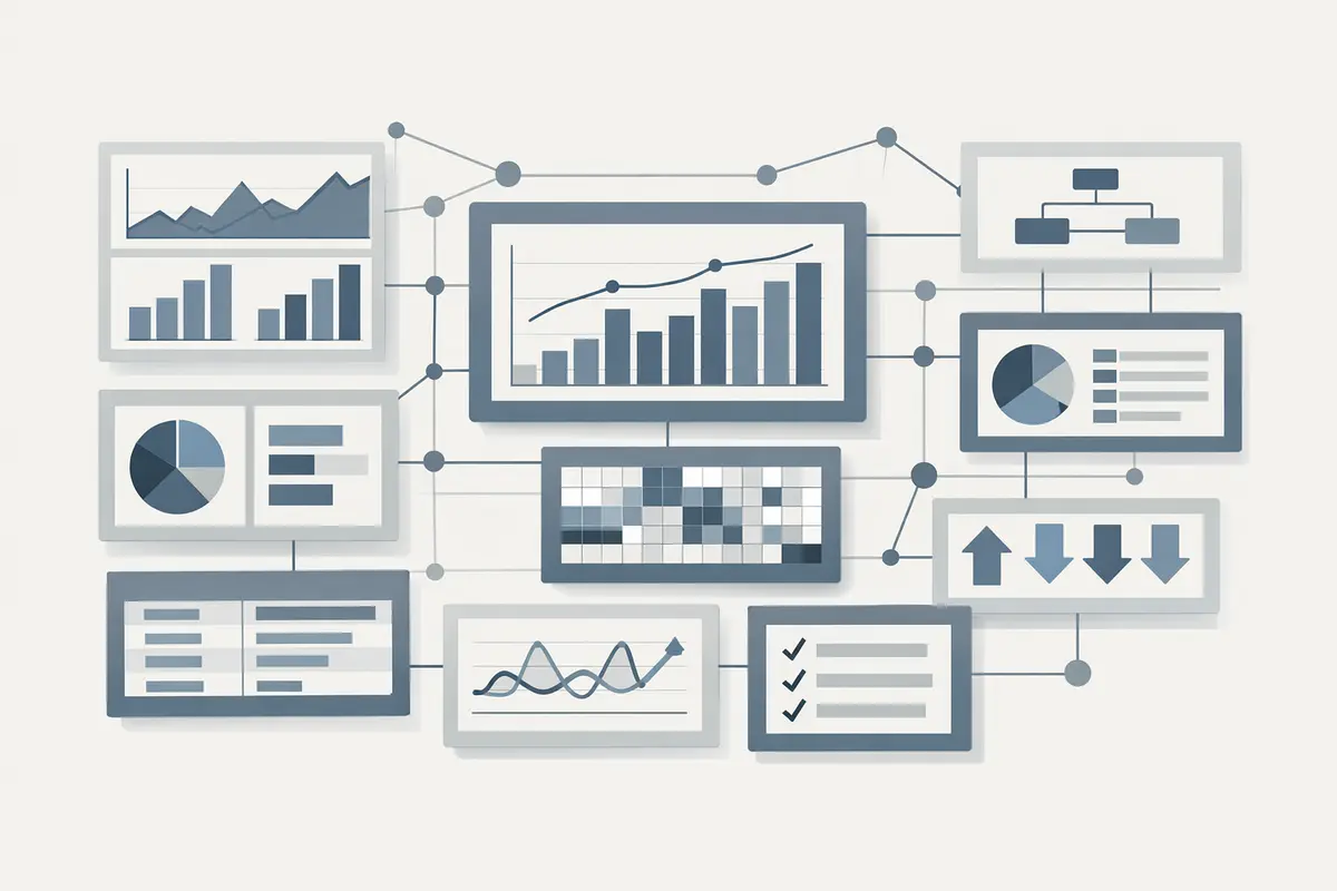 Dashboard illustration showing artificial intelligence analyzing data