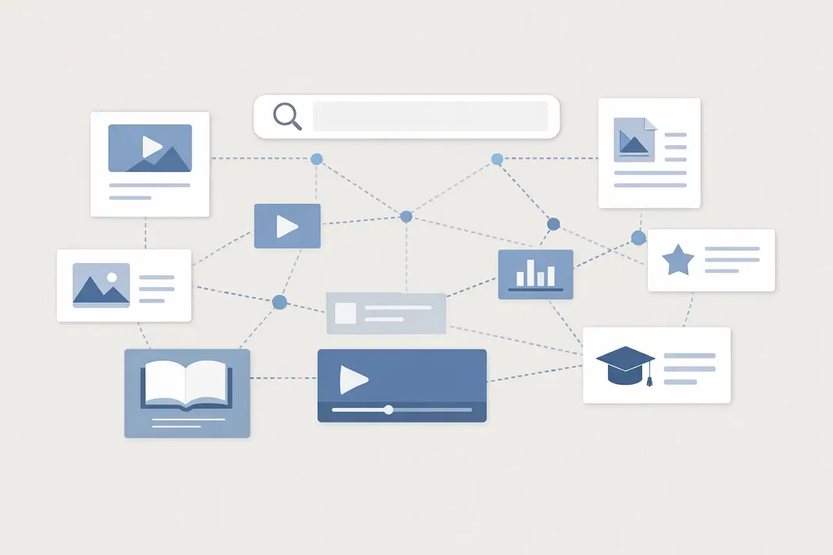 Illustration showing artificial intelligence in online content discovery