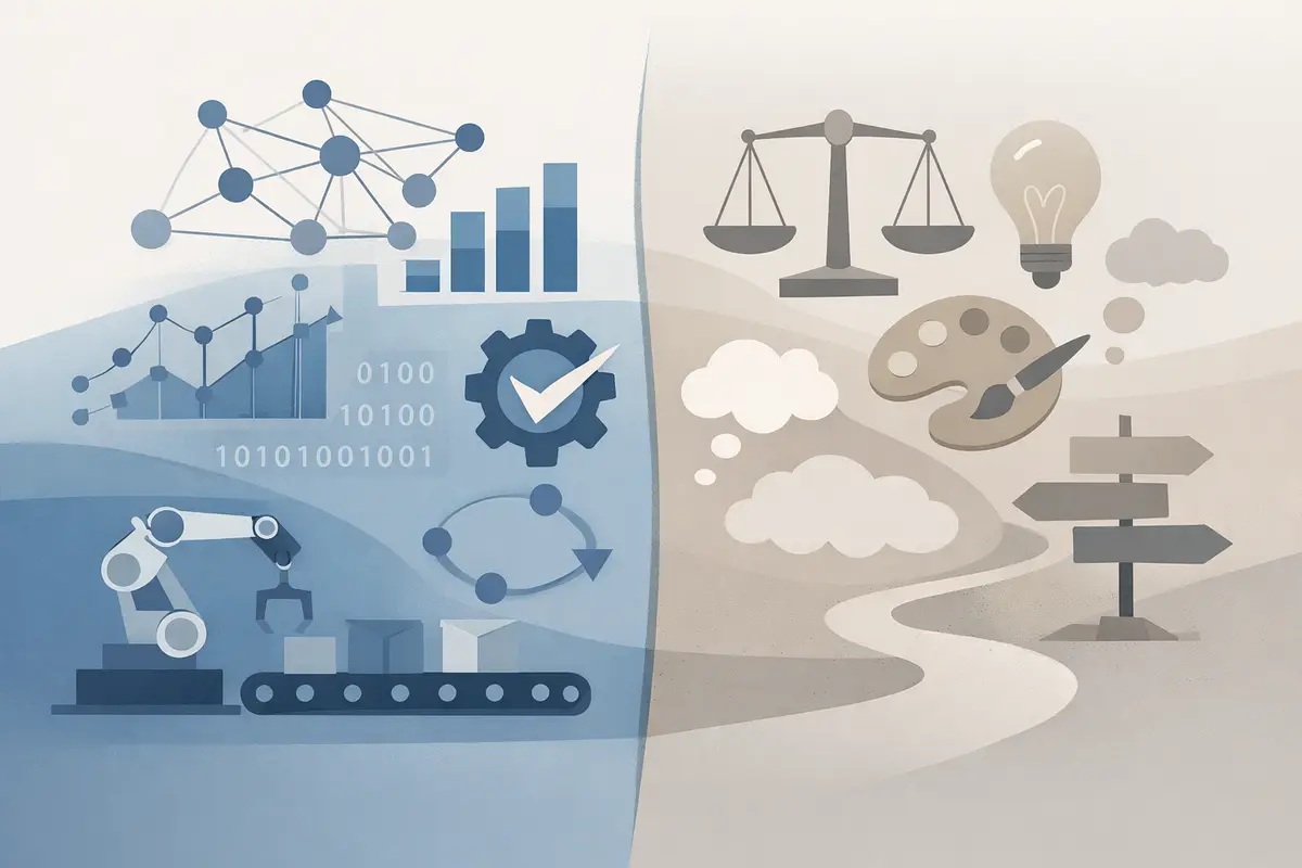 Visual comparison of What AI Can and Cannot do decision-making
